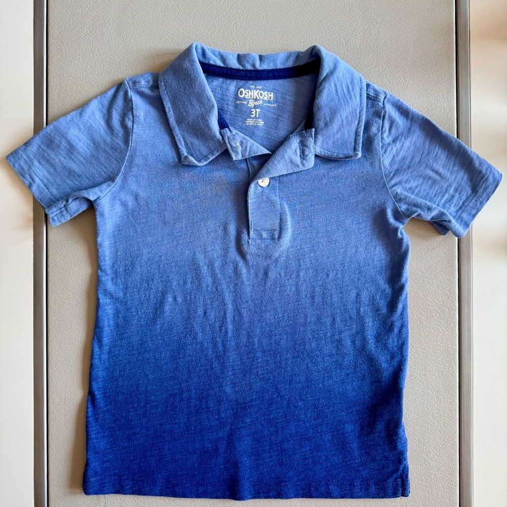Oshkosh B’gosh Polo Shirt Top | 3 T | Ombré Blue | EUC